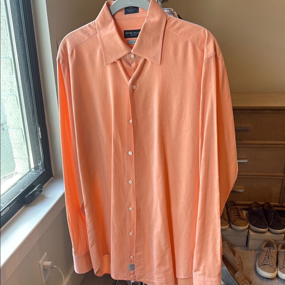 Peter Millar Orange Dress Shirt Lightweight Classic